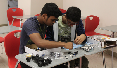 Students building solar powered cars