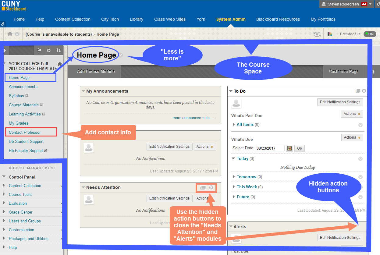 Course learning space.