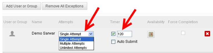 Set Attempts and Time