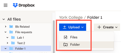 Upload video folder_dropbox