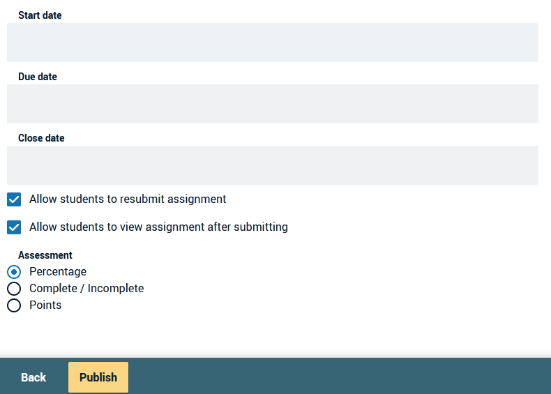 Date and Grading options