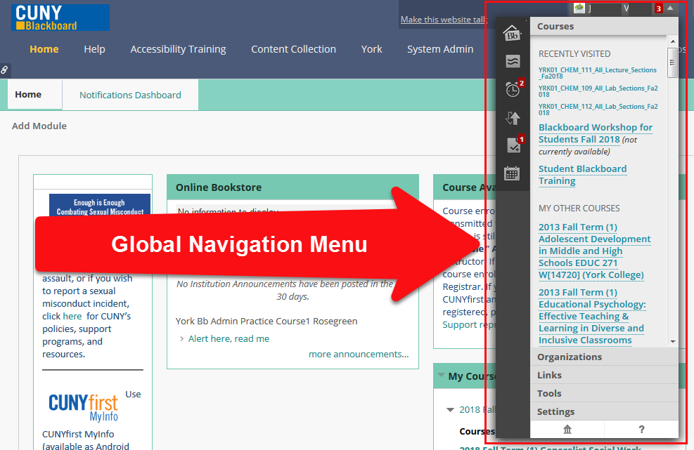 Global Navigation Menu