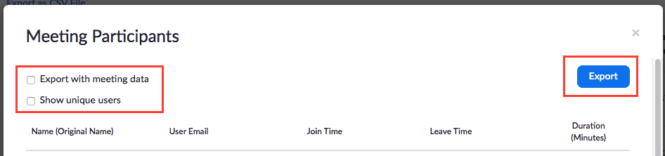 export the Zoom meeting attendance report