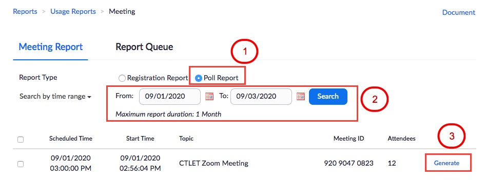 Generate Zoom polling report