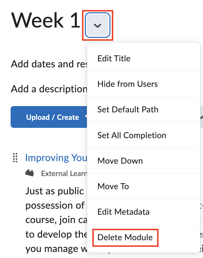 Delete a content module