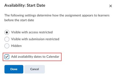 visibility before the assignment start date