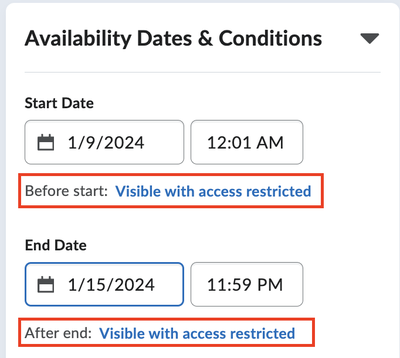 Fill in start and end dates