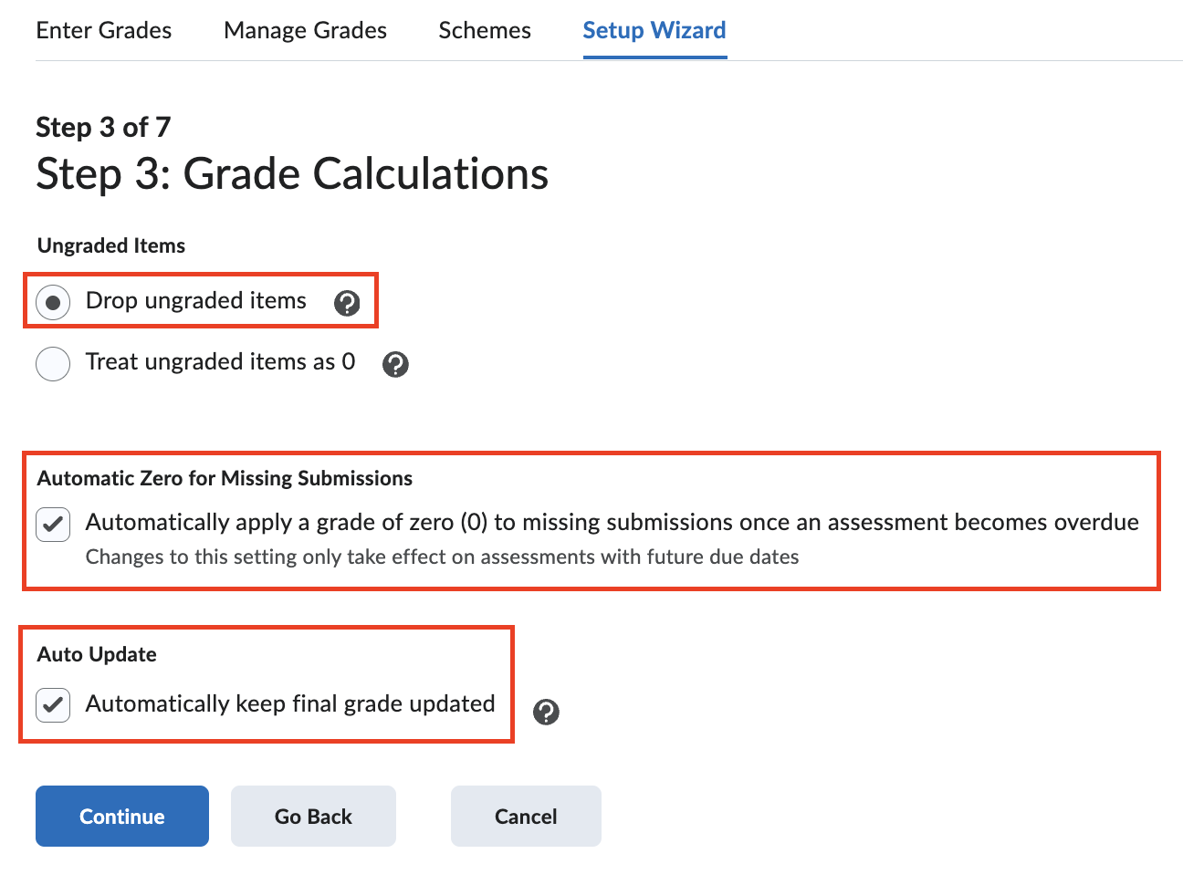 select how to calculate grades