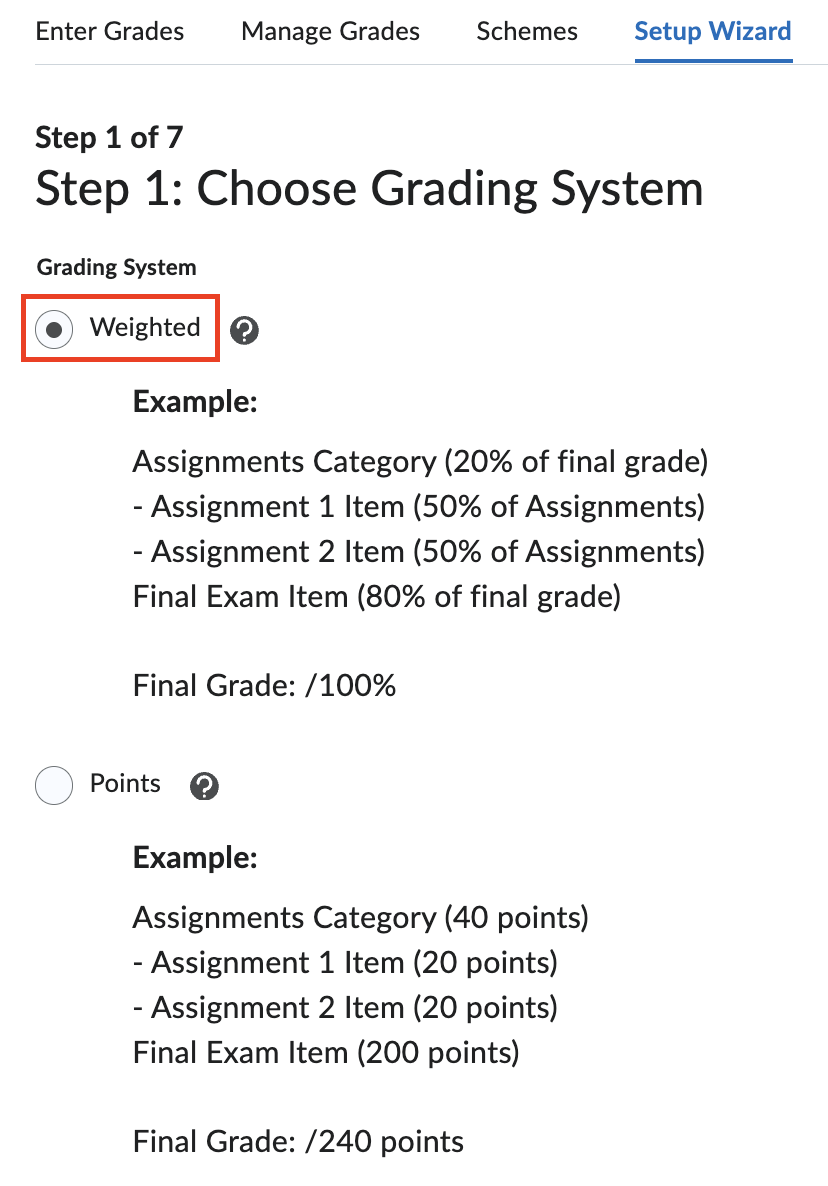 Select grading system