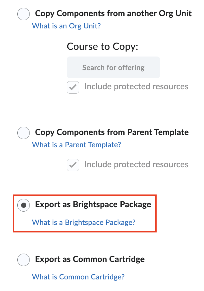 Export course package