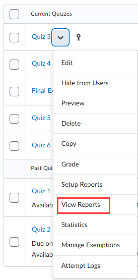 View quiz report