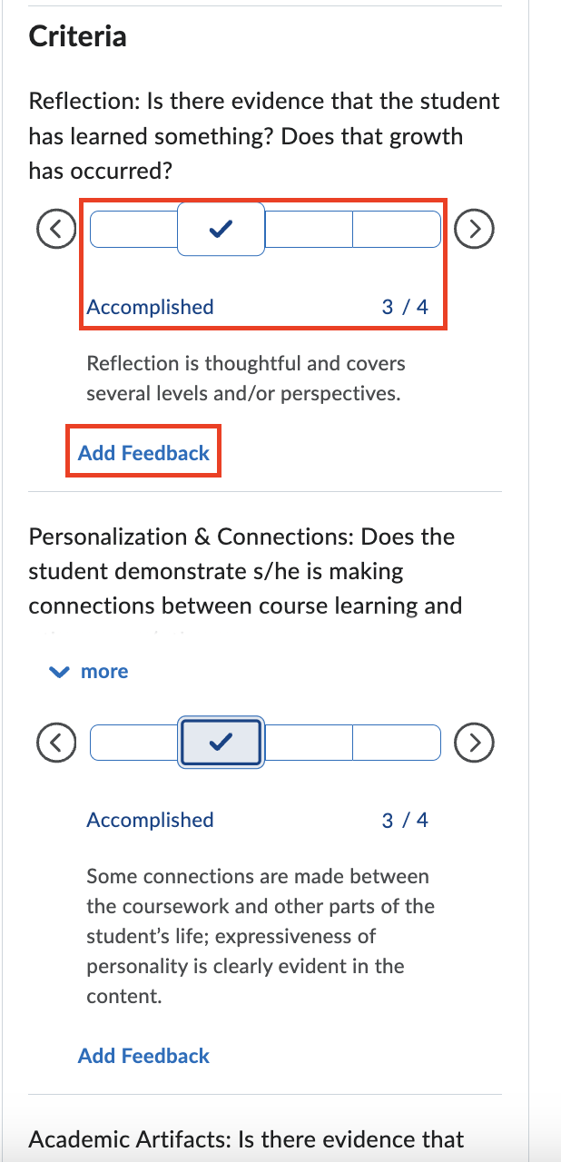 Assign scores for each of the criteria.