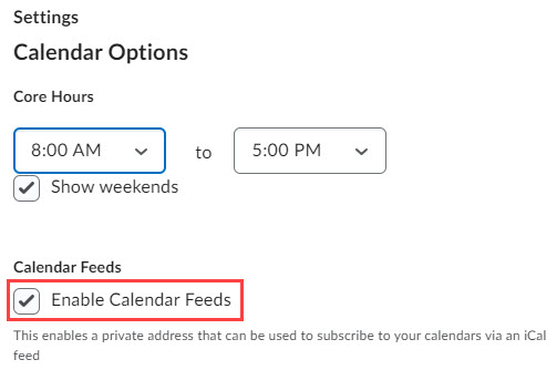 Enable calendar feed