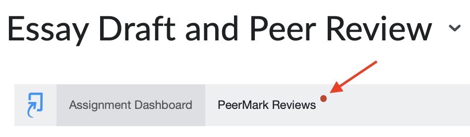 red dot on PeerMark Reviews tab 