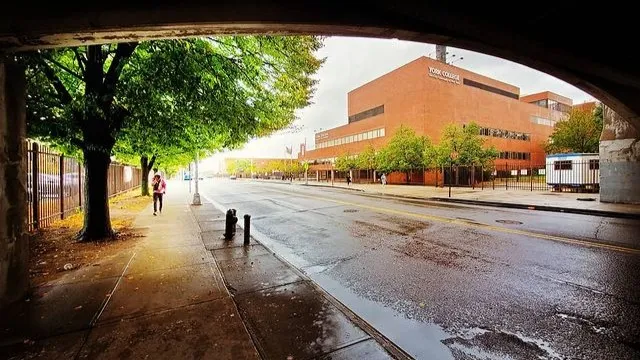 Building view from underpass